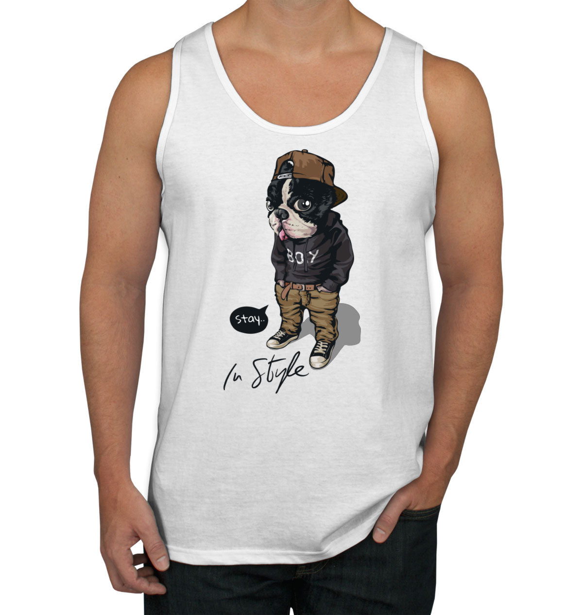 Cool Pug Boy Stay In Style Men's Tank Top