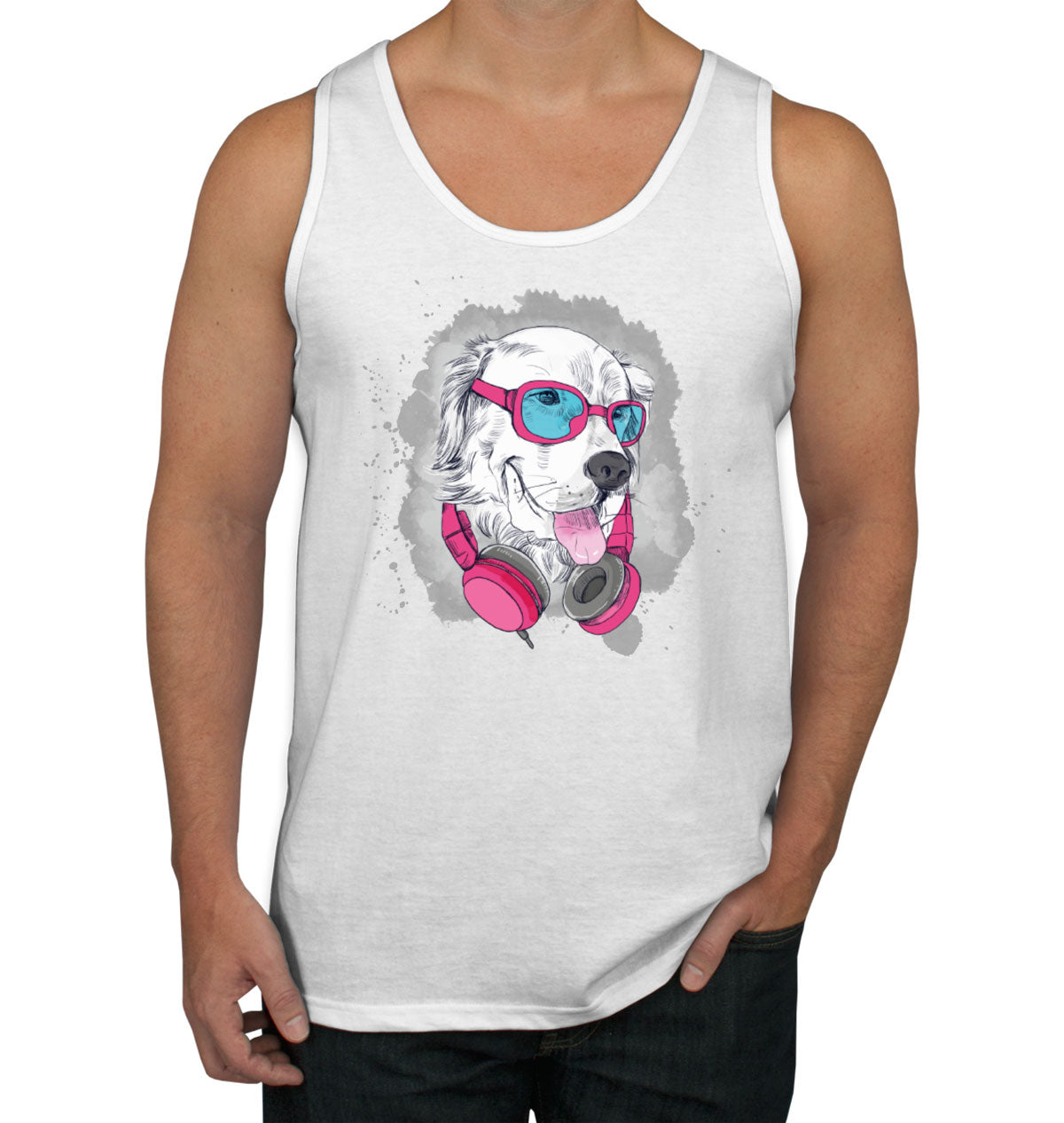 Cool Dog With Headphone Men's Tank Top