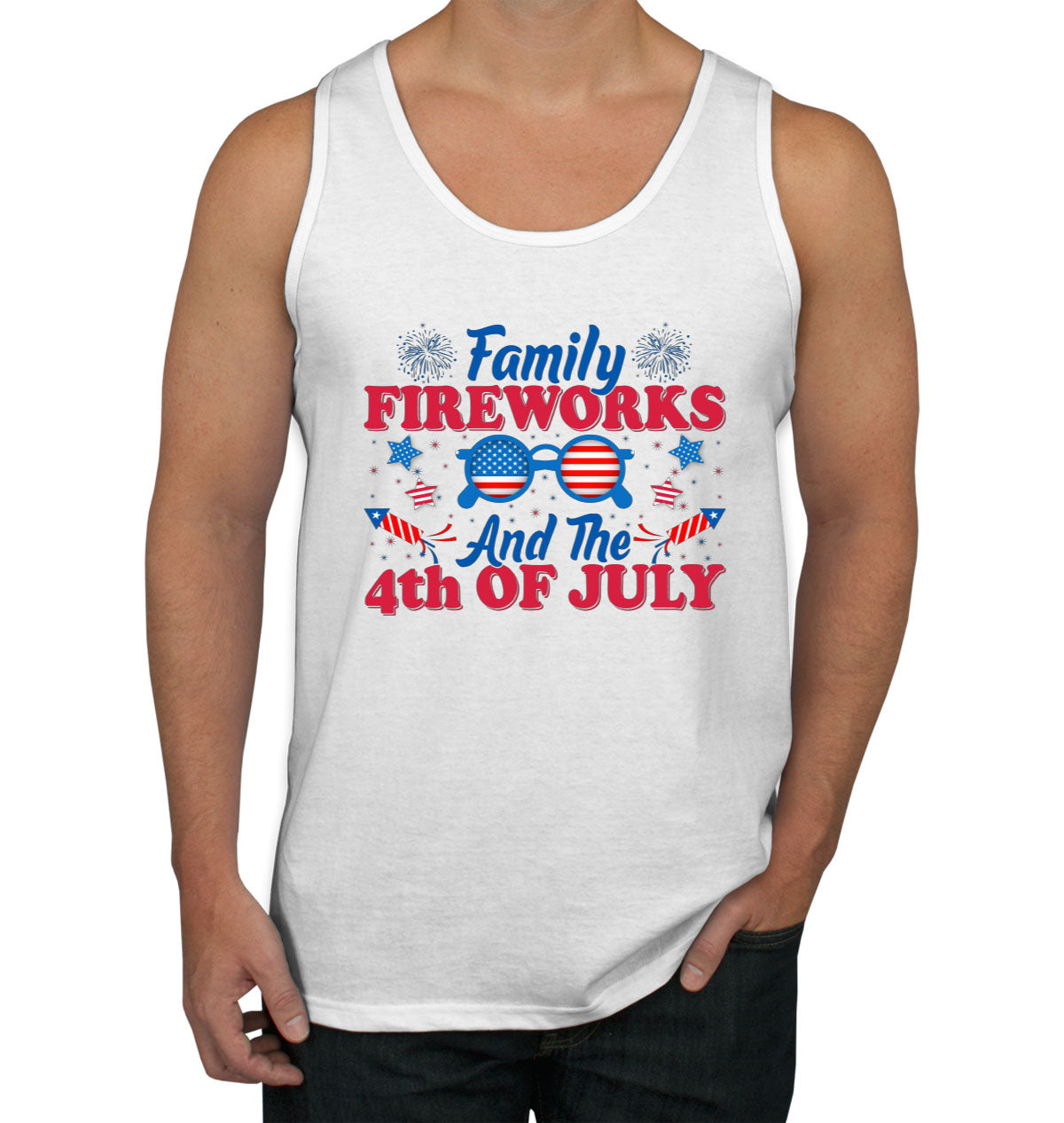 Family Fireworks And The 4th Of July Independence Day Patriotic Men's Tank Top