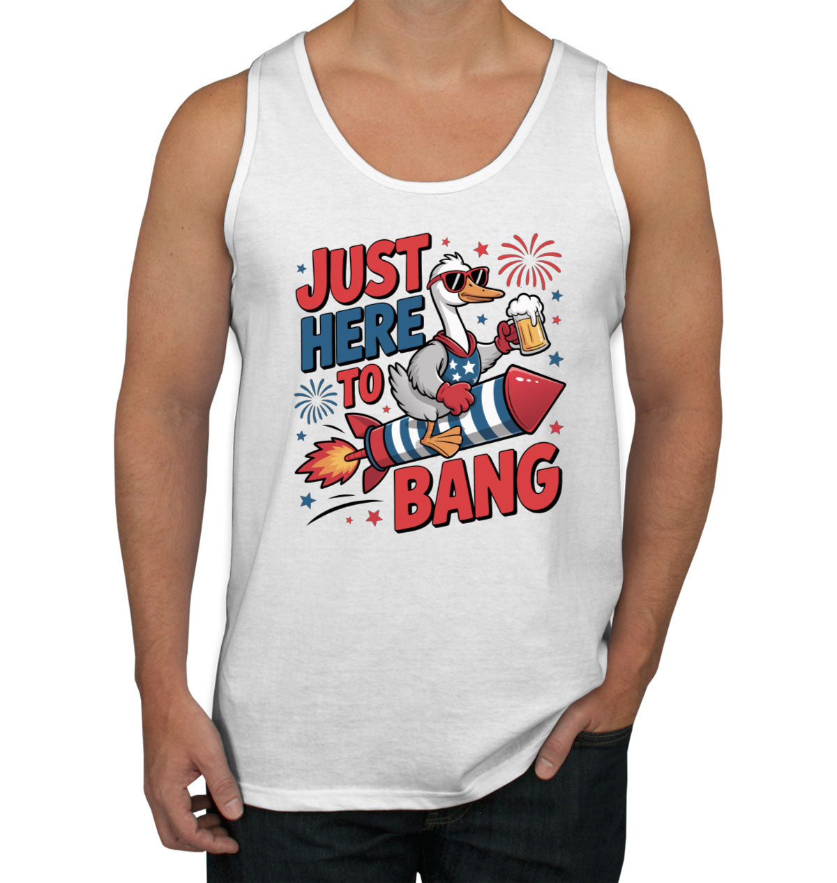 Just Here To Bang Independence Day Patriotic Men's Tank Top