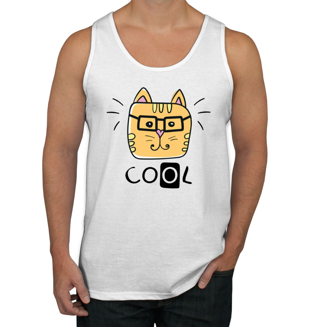 Handdrawing Cool Cat Men's Tank Top