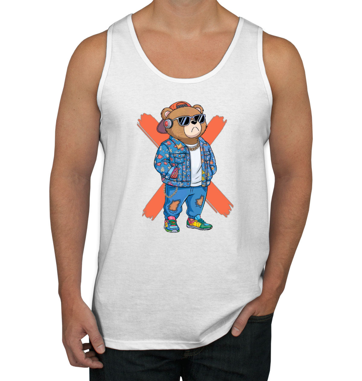 Hipster Teddy Bear Men's Tank Top