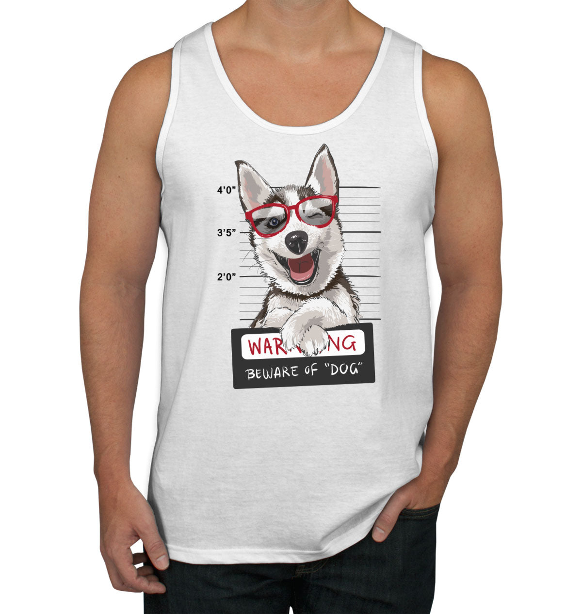 Happy Husky Dog Mugshot Men's Tank Top