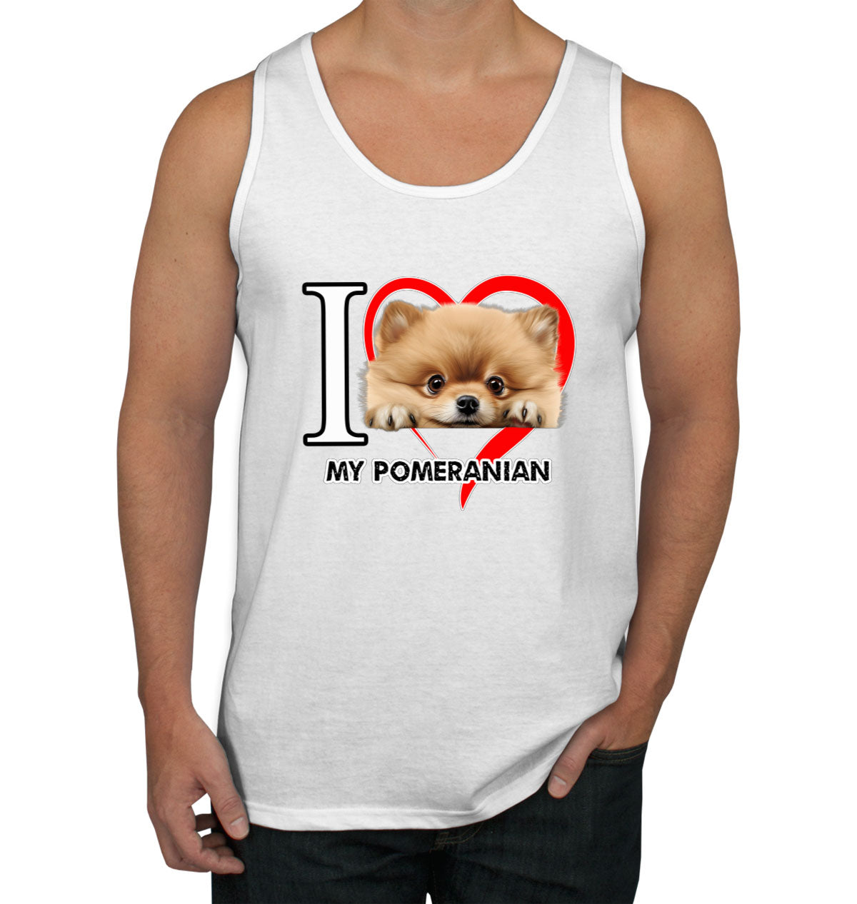 I Love My Pomeranian Dog Men's Tank Top