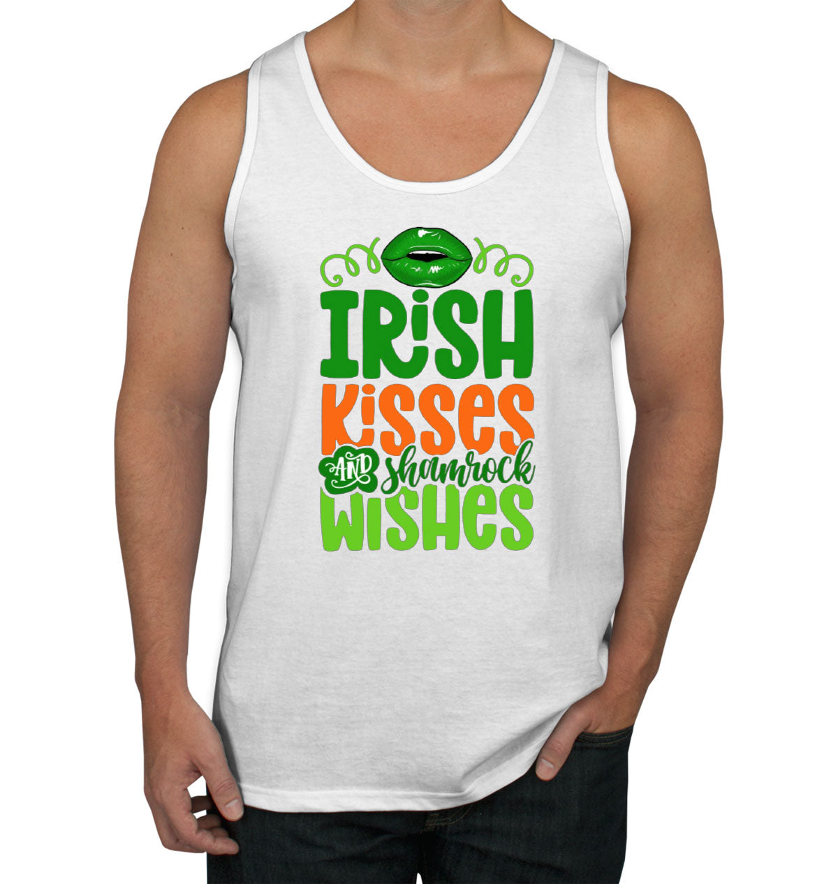 Irish Kisses And Shamrock Wishes St. Patrick's Day Men's Tank Top