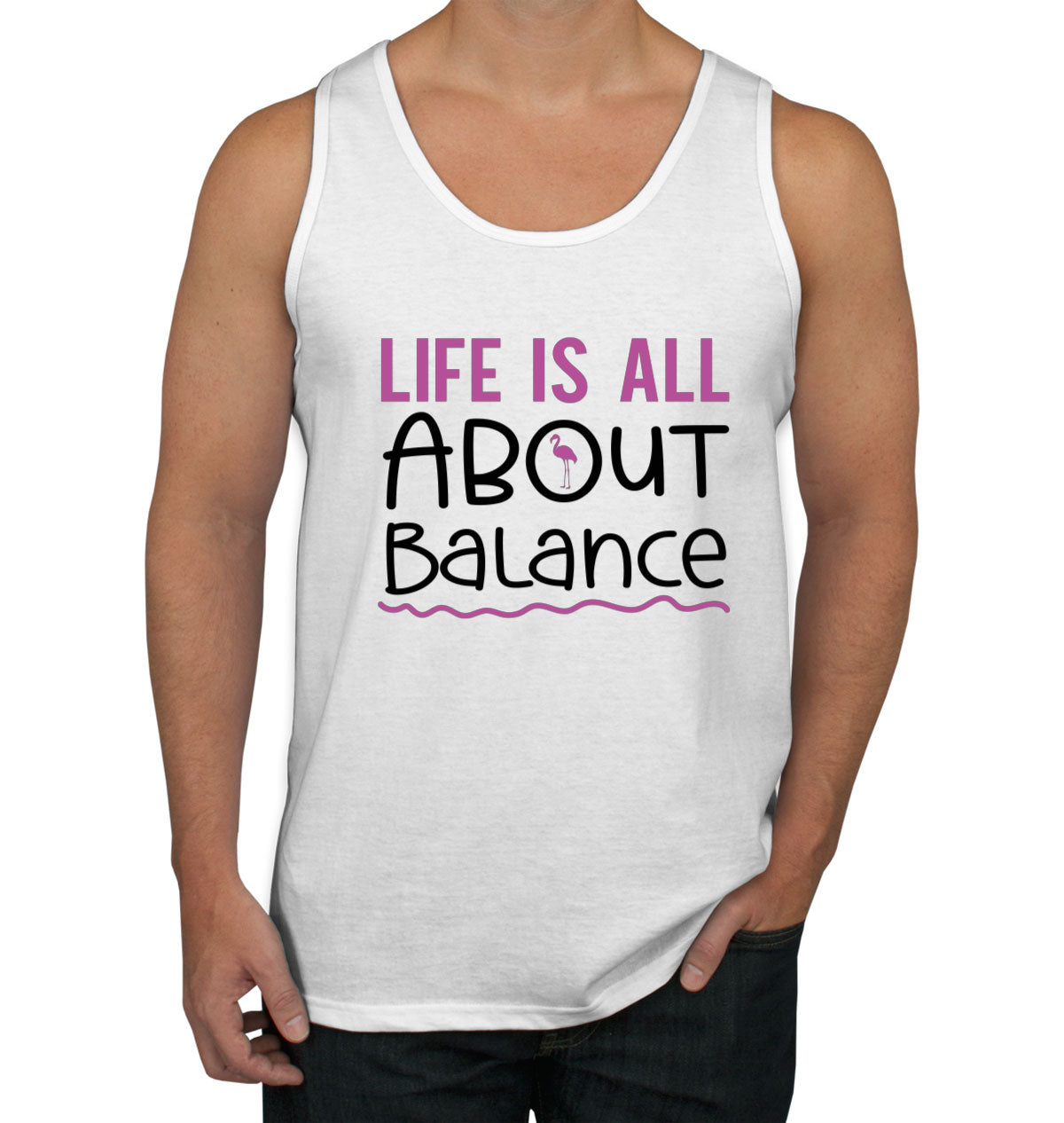 Life Is All About Balance Flamingo Men's Tank Top