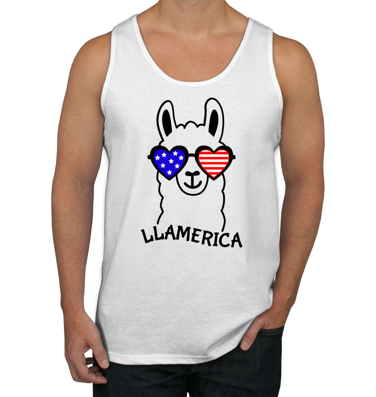 Llama America Patriotic Men's Tank Top