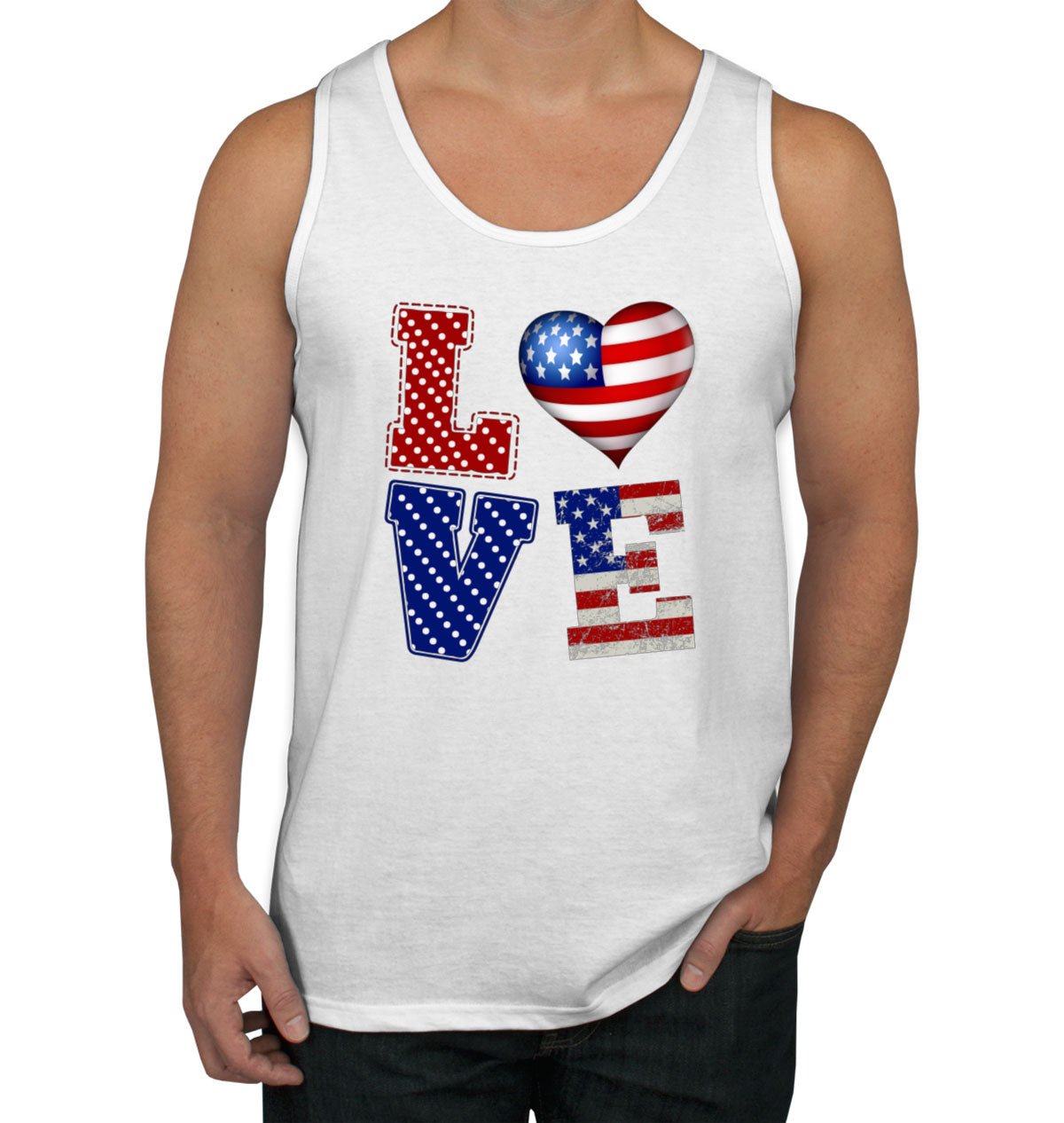 Love USA America Patriotic Men's Tank Top
