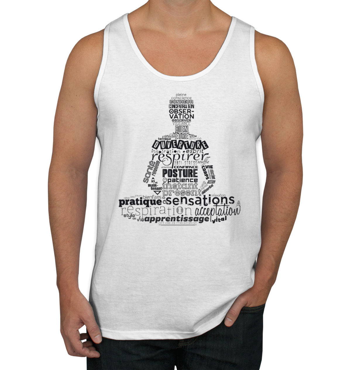 Meditation Yoga Reiki Text Men's Tank Top