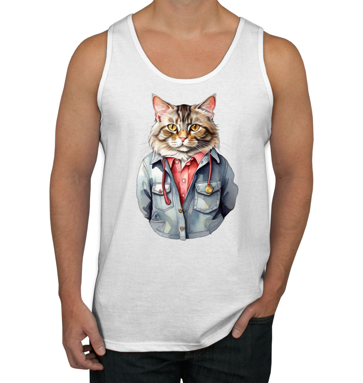 Cool Orange Cat Men's Tank Top