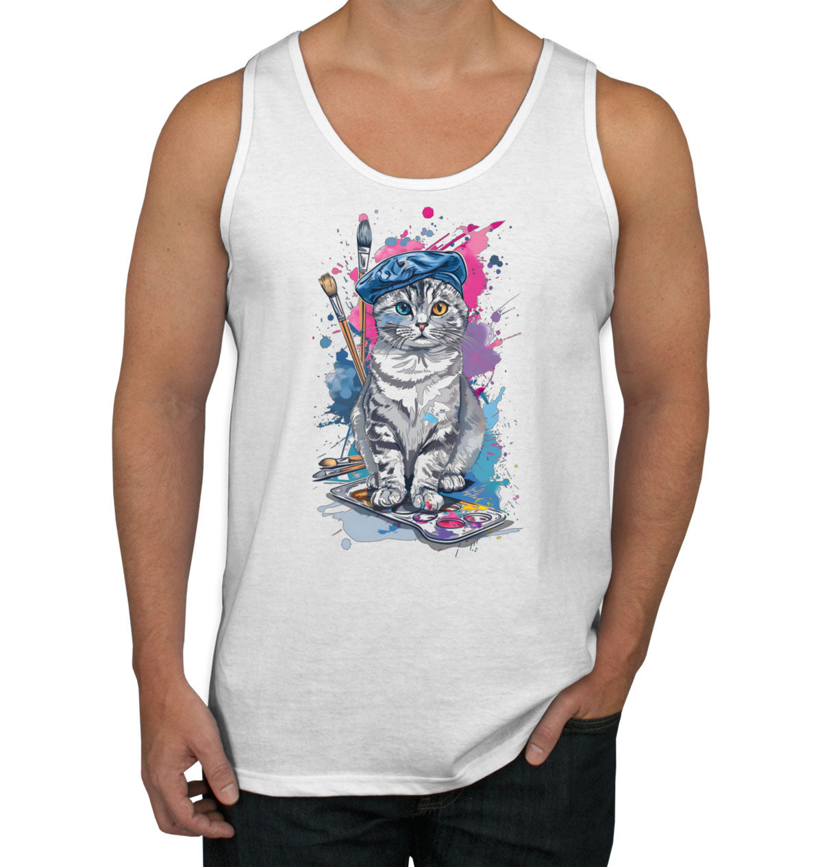 Painter Artist Cat Men's Tank Top