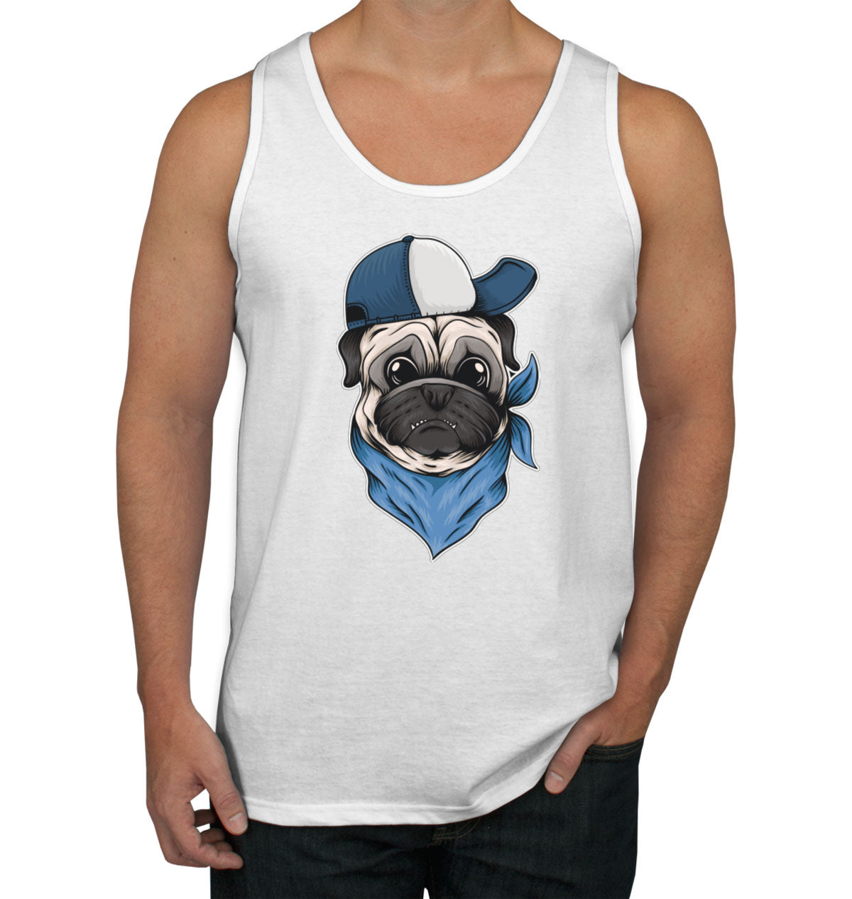 Pug Dog With Hat And Bandana Men's Tank Top