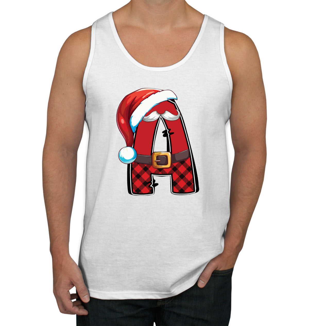 Christmas Santa Alphabet Letters [Custom Initial] Men's Tank Top