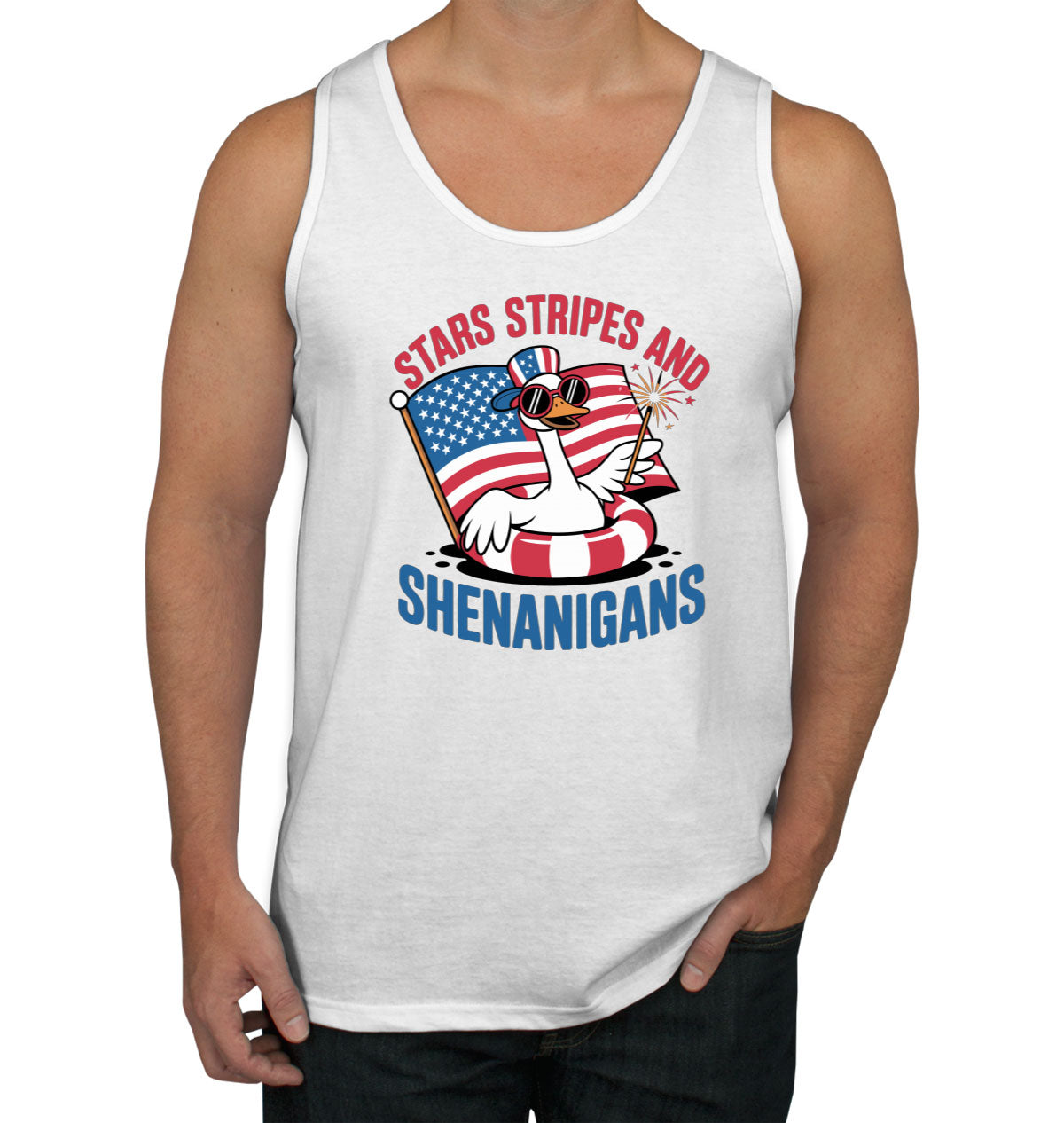 Stars Stripes And Shenanigans Independence Day Patriotic Men's Tank Top