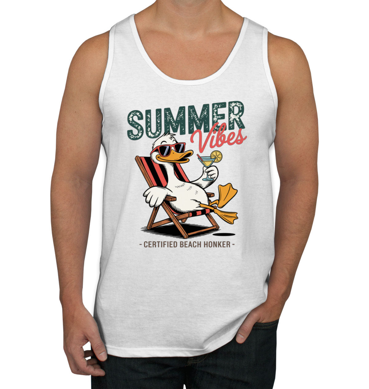 Summer Vibes Funny Duck Men's Tank Top