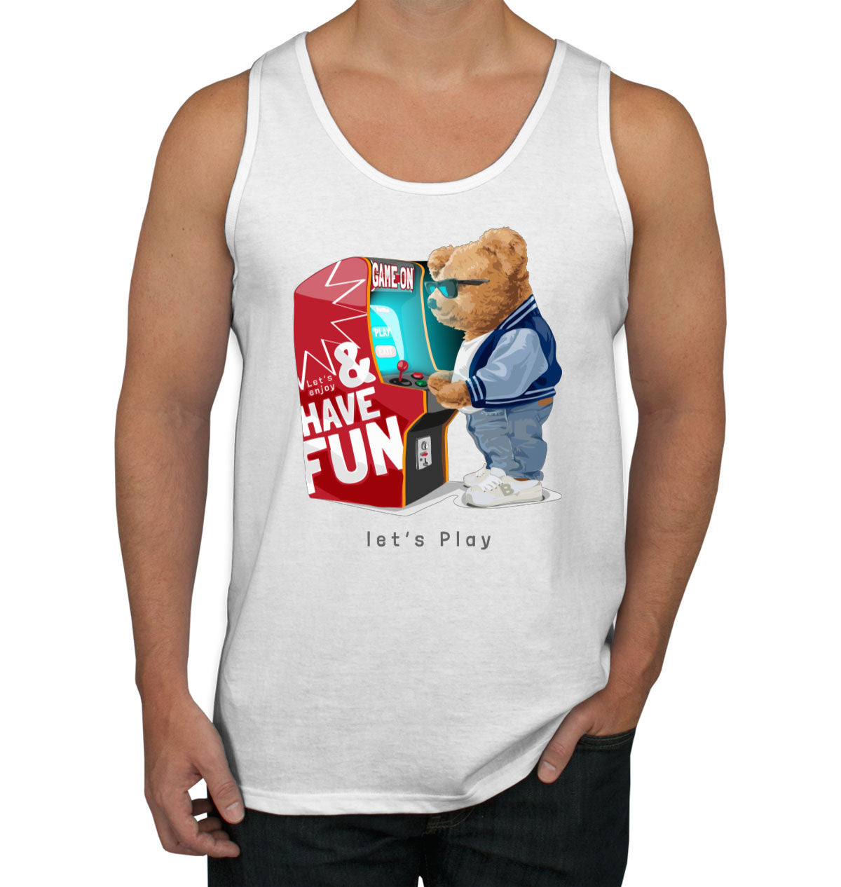 Teddy Bear Arcade Game Machine Men's Tank Top