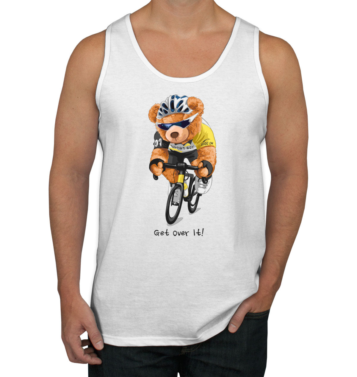 Teddy Bear Biker Get Over It Men's Tank Top