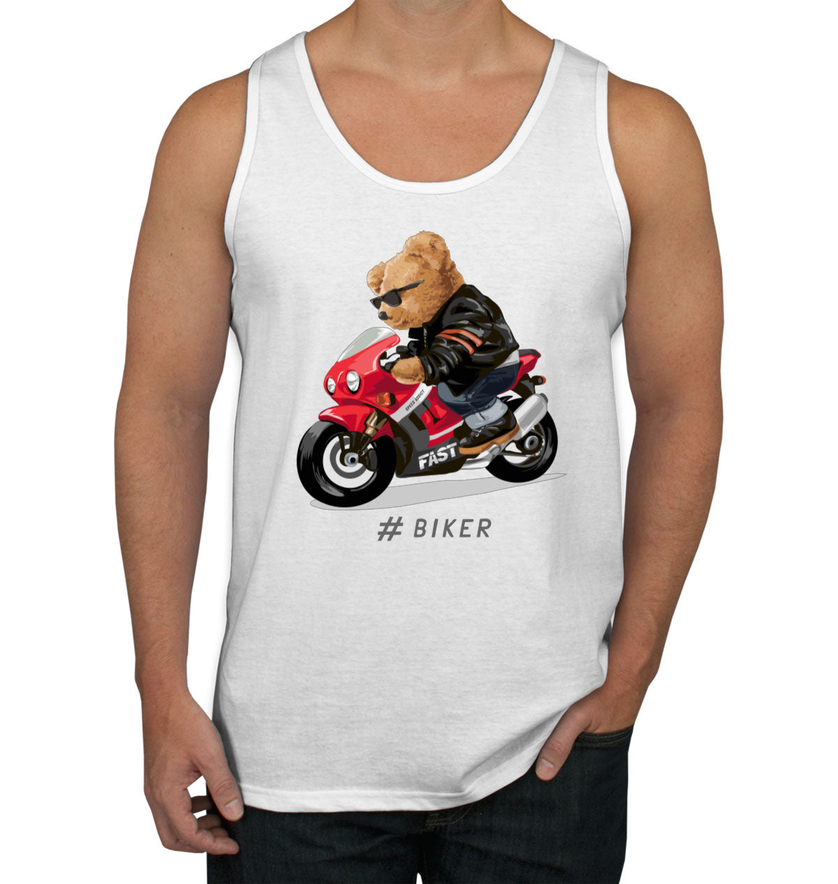 Teddy Bear Cool Biker Men's Tank Top