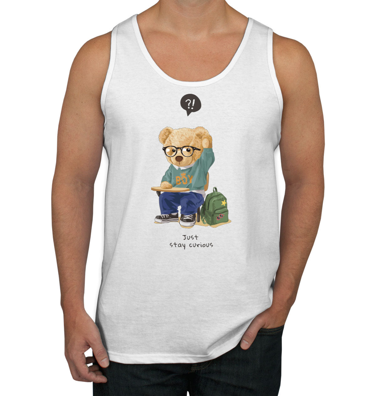 Teddy Bear Just Stay Curious Men's Tank Top