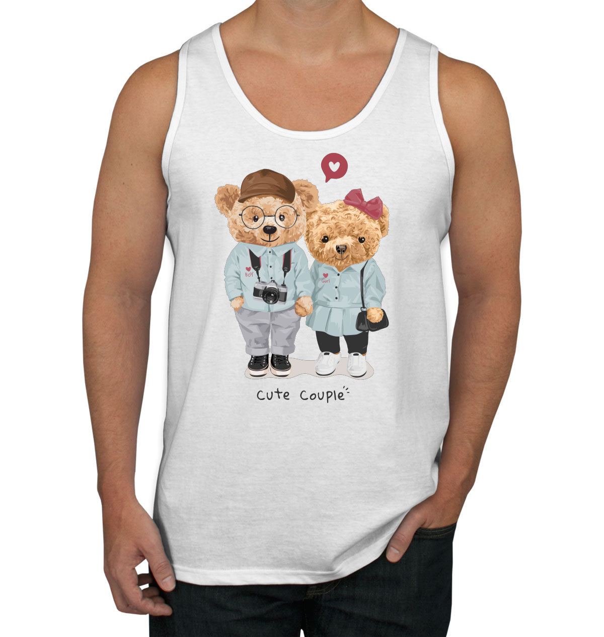 Teddy Bear Cute Couple Men's Tank Top