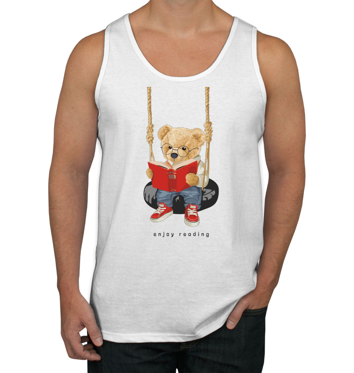 Teddy Bear Reading Men's Tank Top