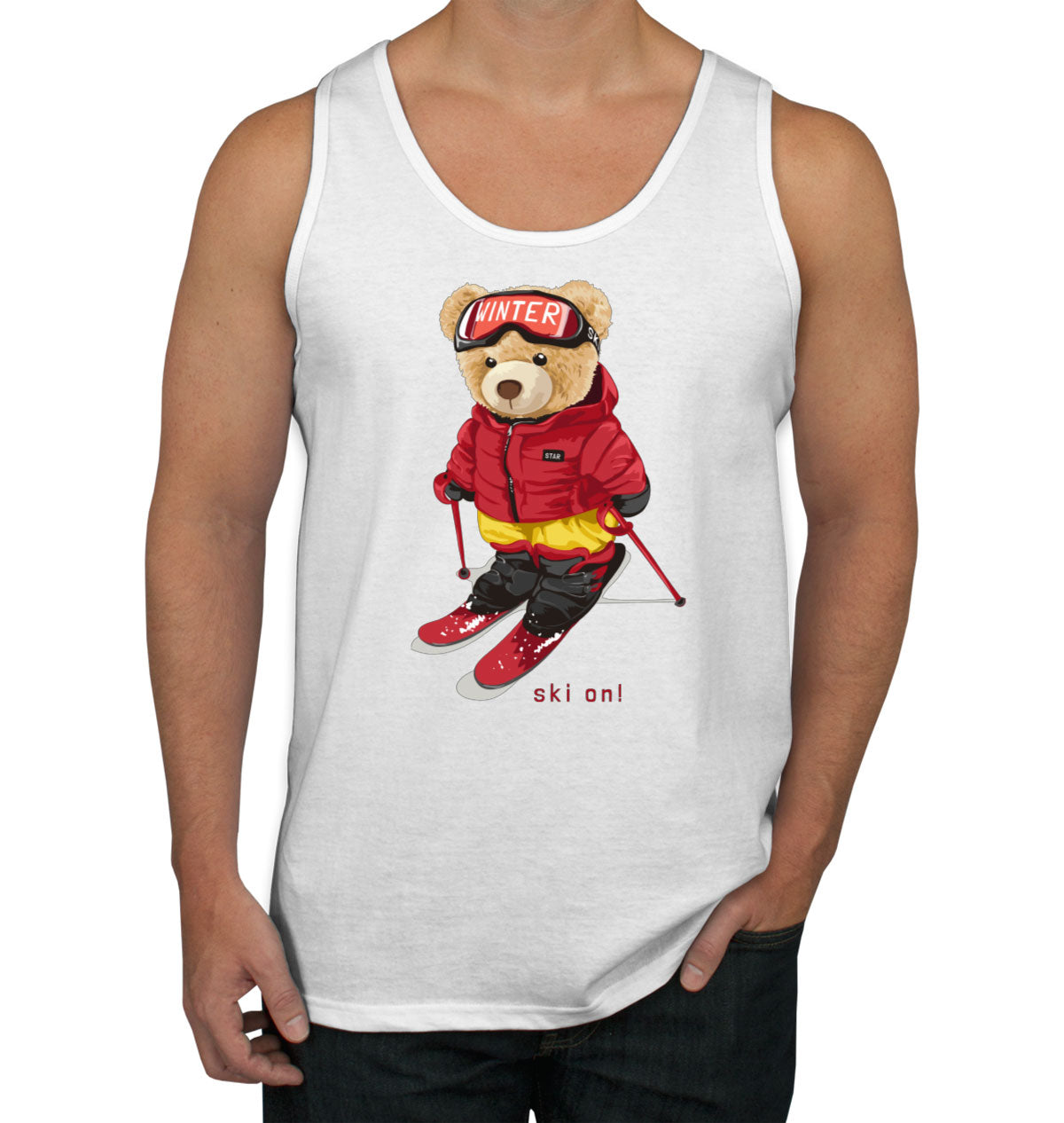 Teddy Bear Snowboarding Men's Tank Top