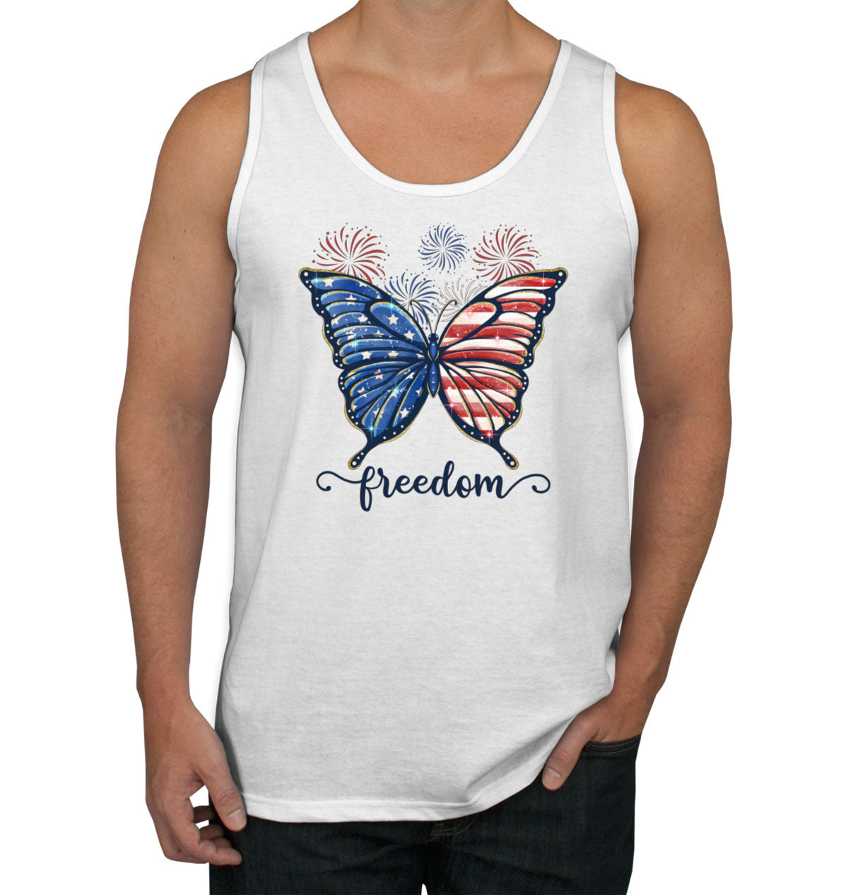 Freedom Butterfly USA Patriotic Men's Tank Top