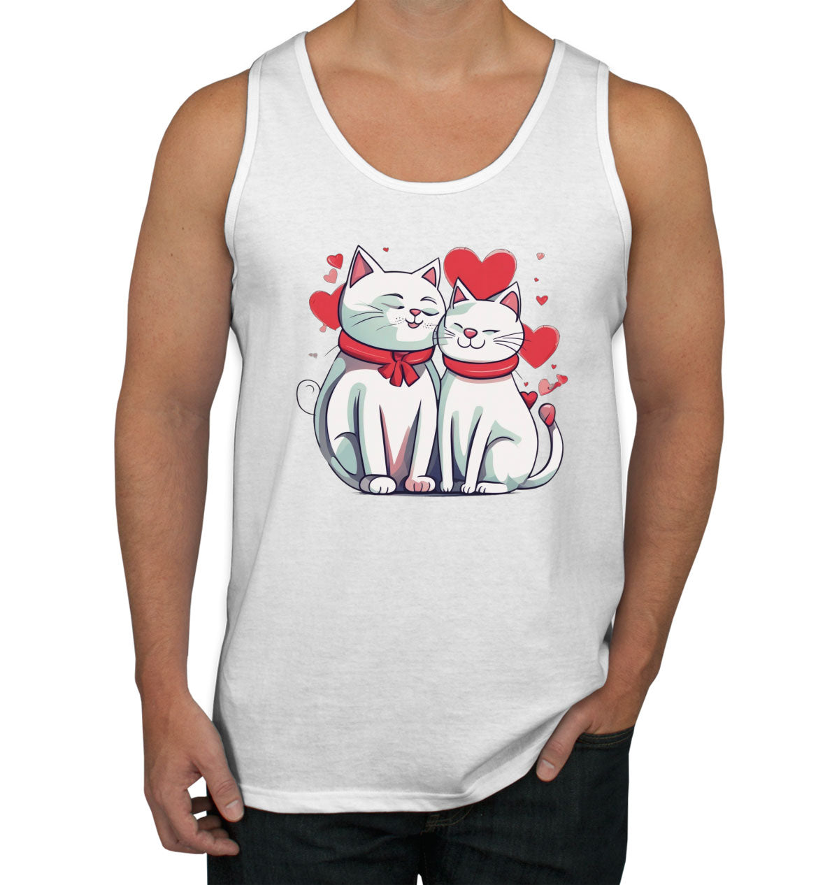 Cute Cat Couples Valentine's Day Men's Tank Top