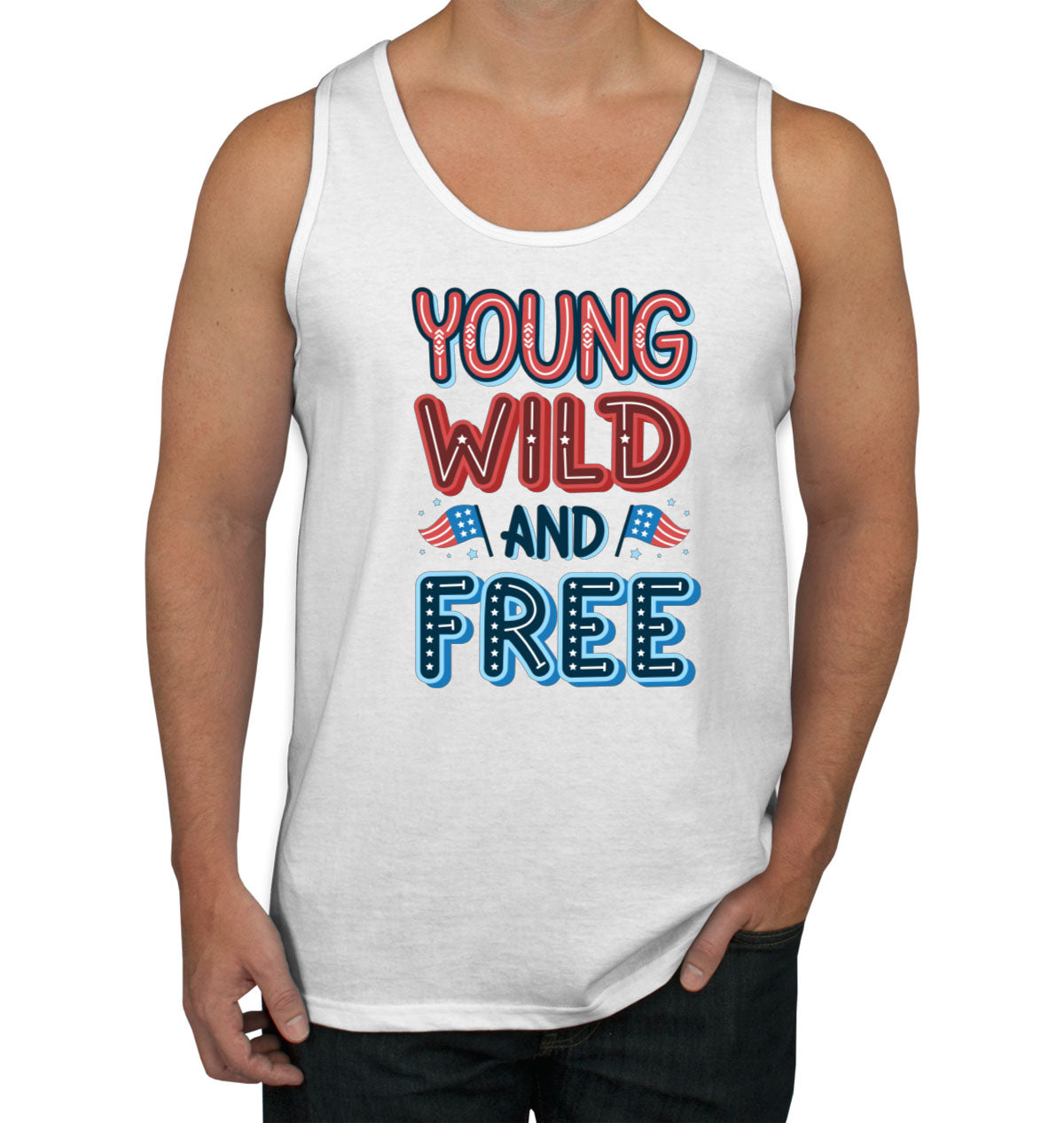Young Wild And Free Patriotic Men's Tank Top