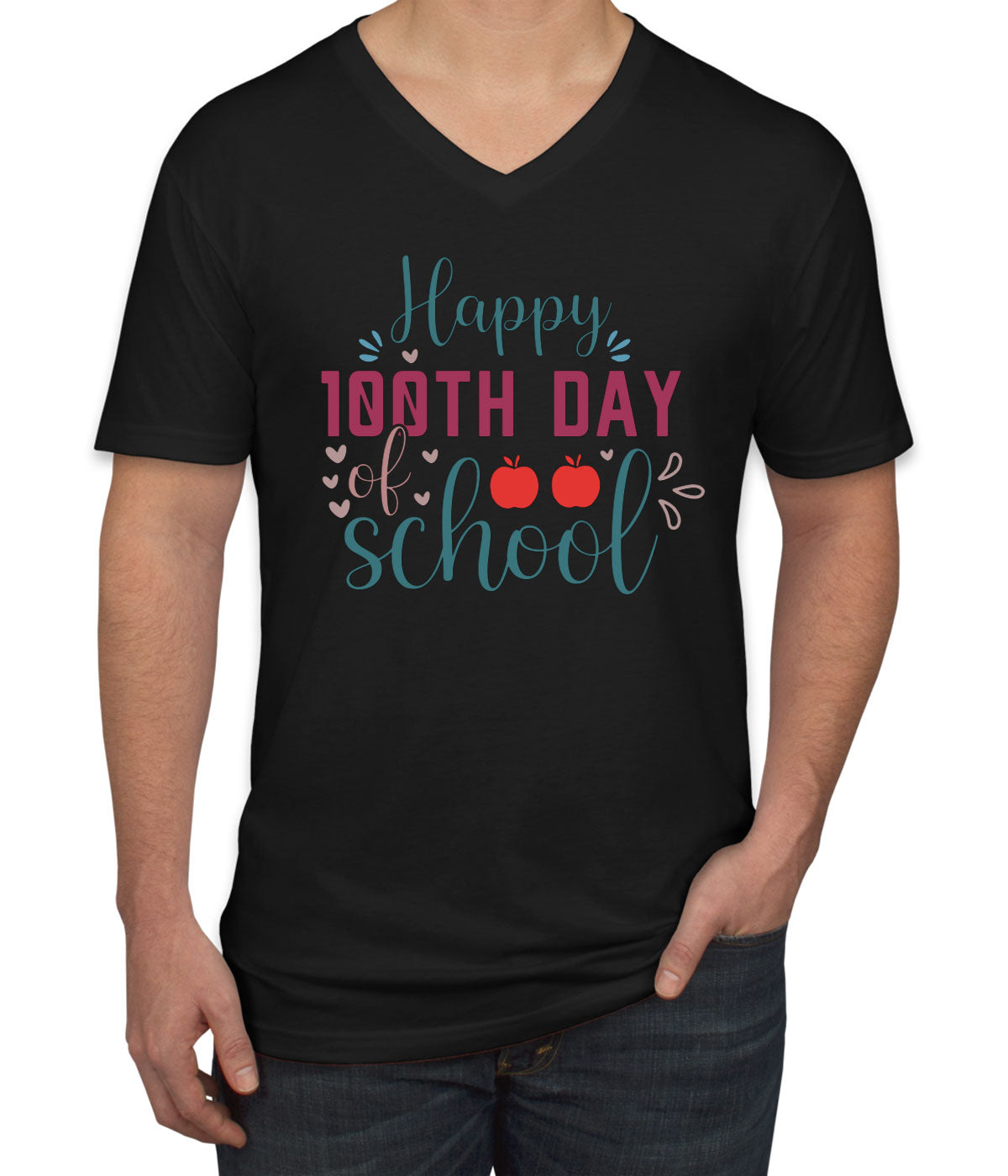 Happy 100th Day Of School Men's V Neck T-shirt