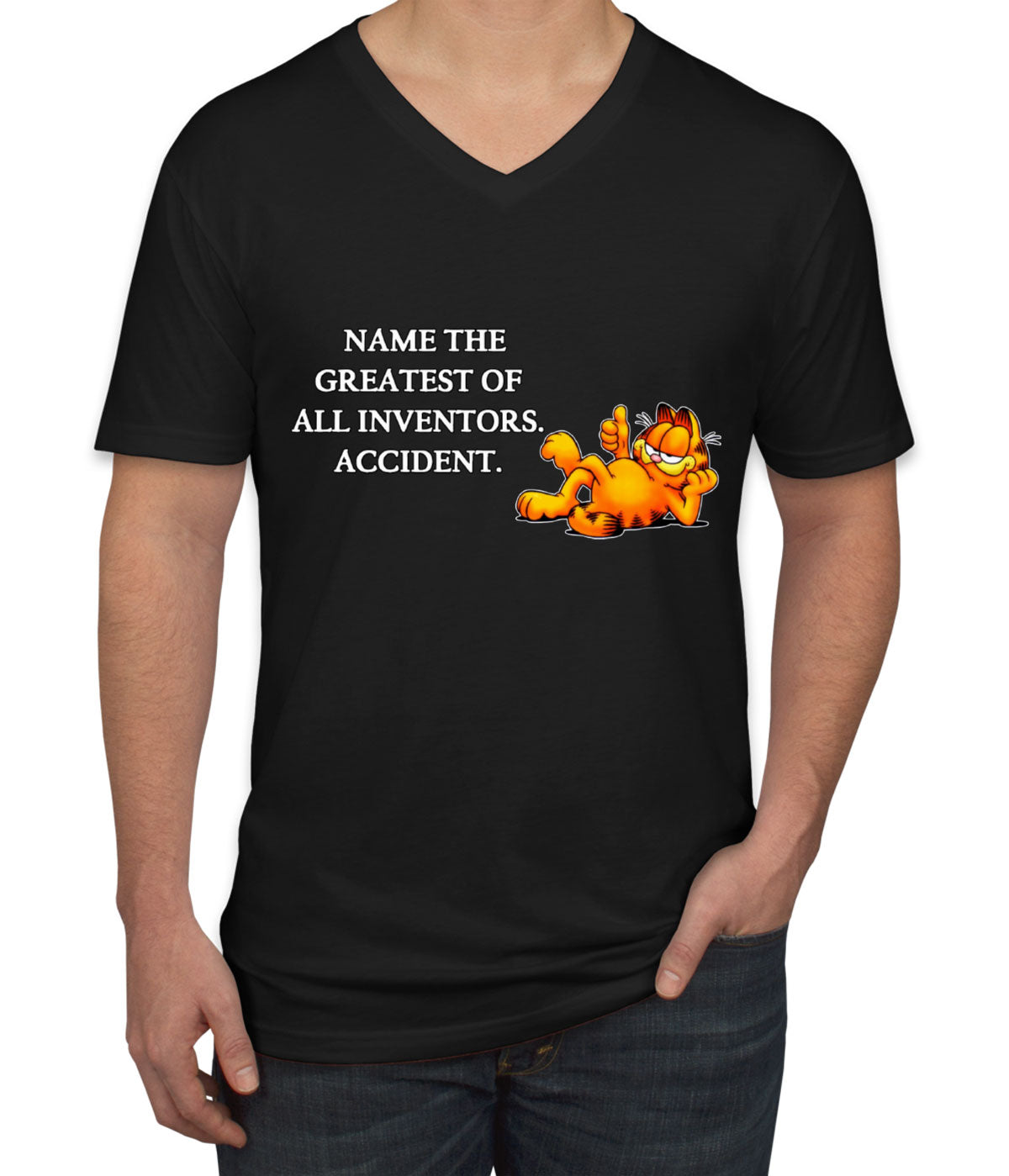 Name The Greatest Of All Inventors. Accident. Mark Twain Men's V Neck T-shirt