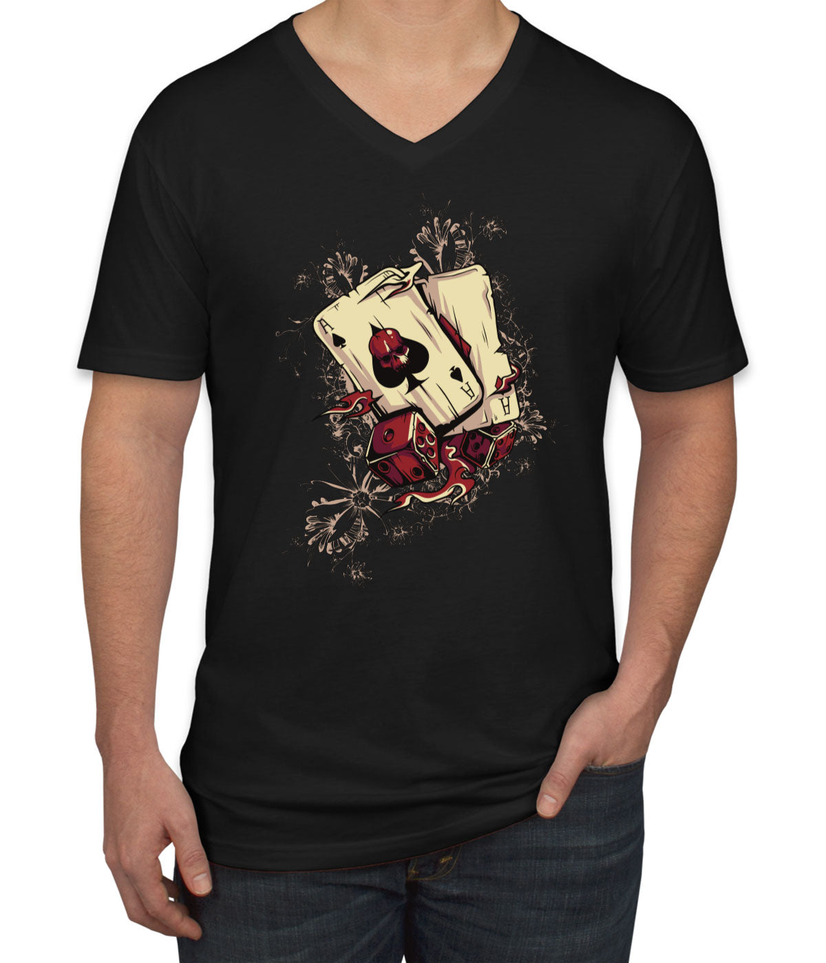 Ace Of Spaces Of Death And Dice Men's V Neck T-shirt