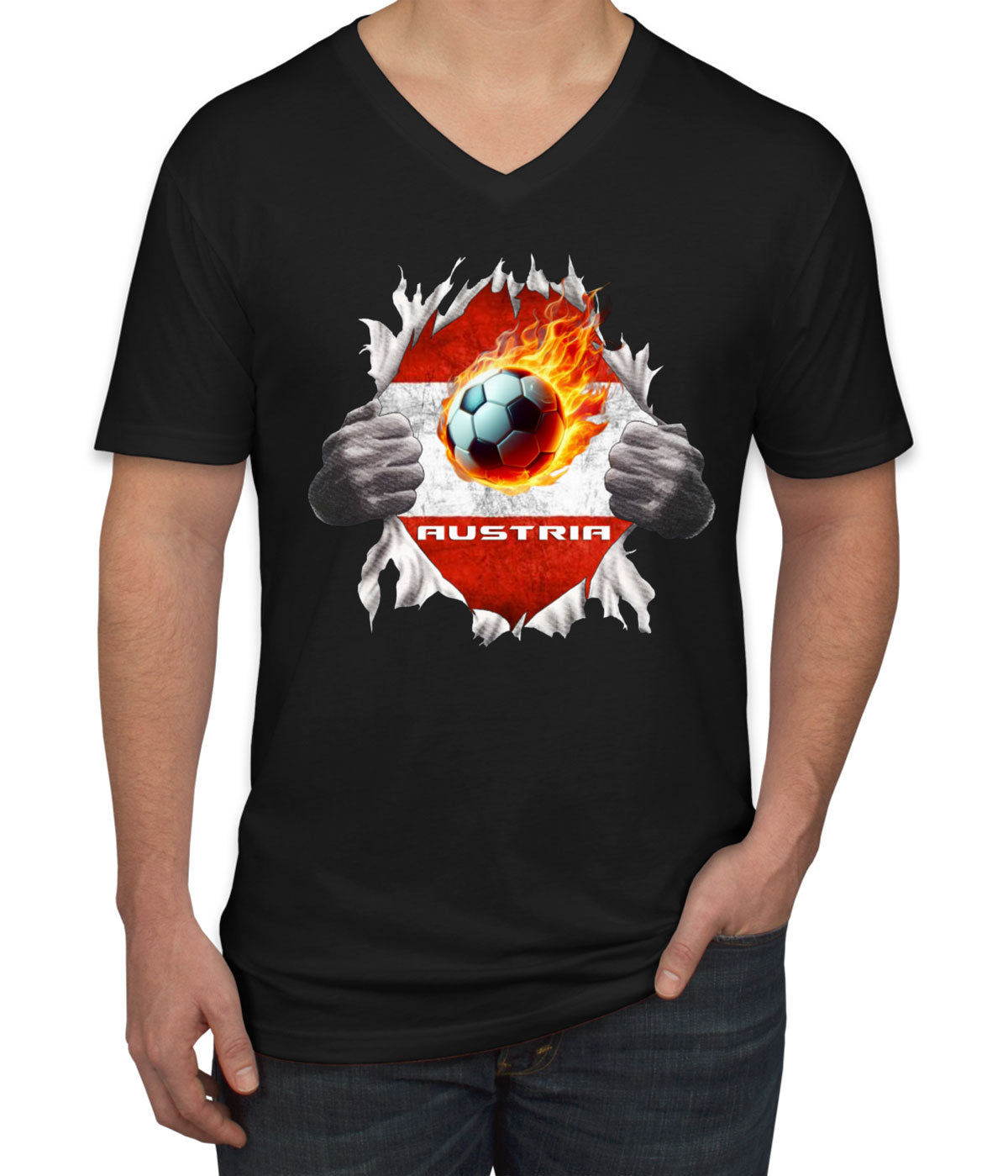 Austria Euro Cup Soccer Football Men's V Neck T-shirt