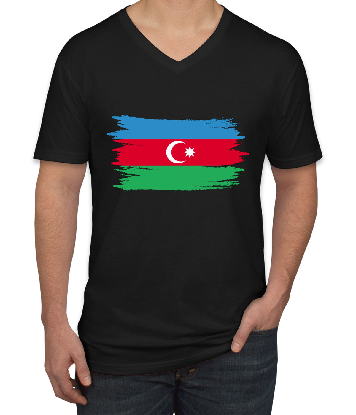 Azerbaijan Flag Men's V Neck T-shirt