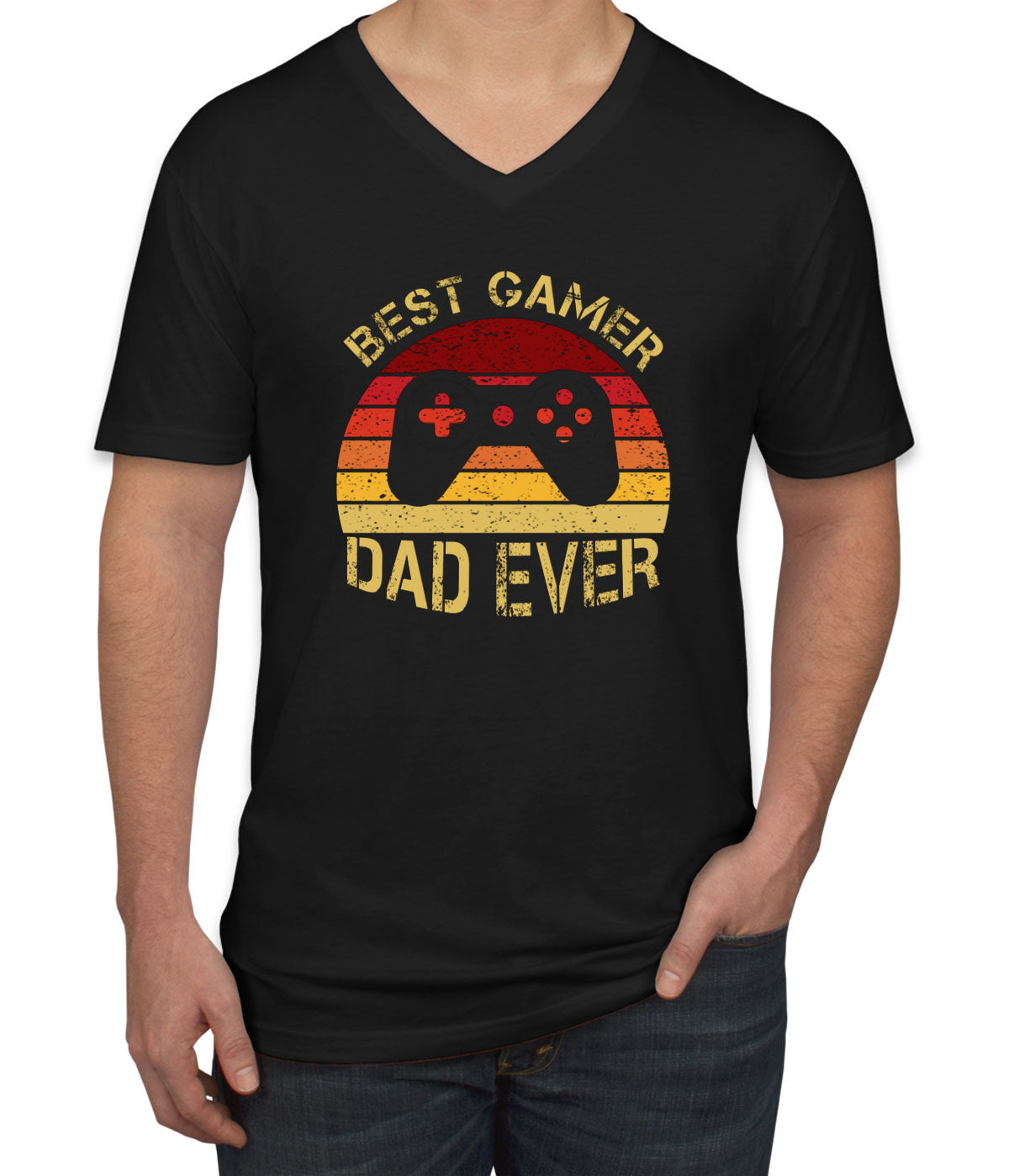 Best Gamer Dad Ever Father's Day Men's V Neck T-shirt