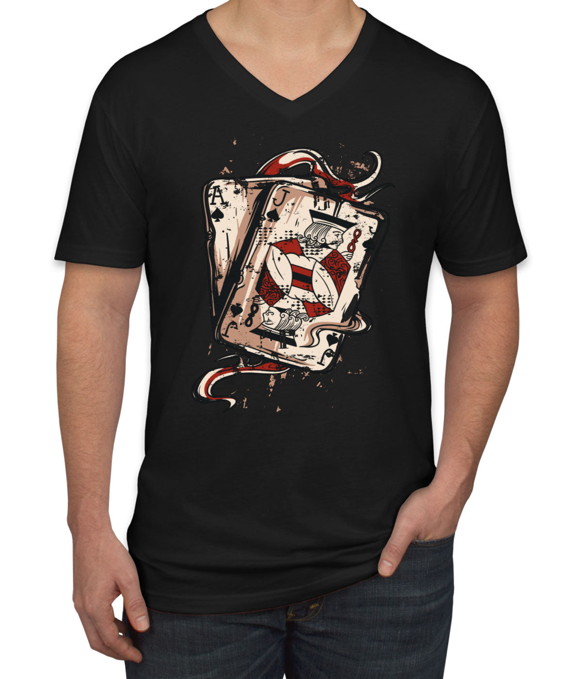 Blackjack Playing Cards Men's V Neck T-shirt