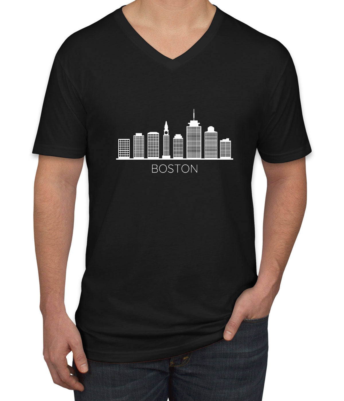 Boston Skyline Men's V Neck T-shirt