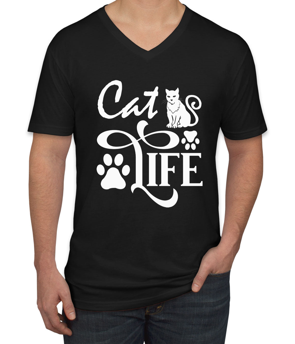 Cat Life Men's V Neck T-shirt