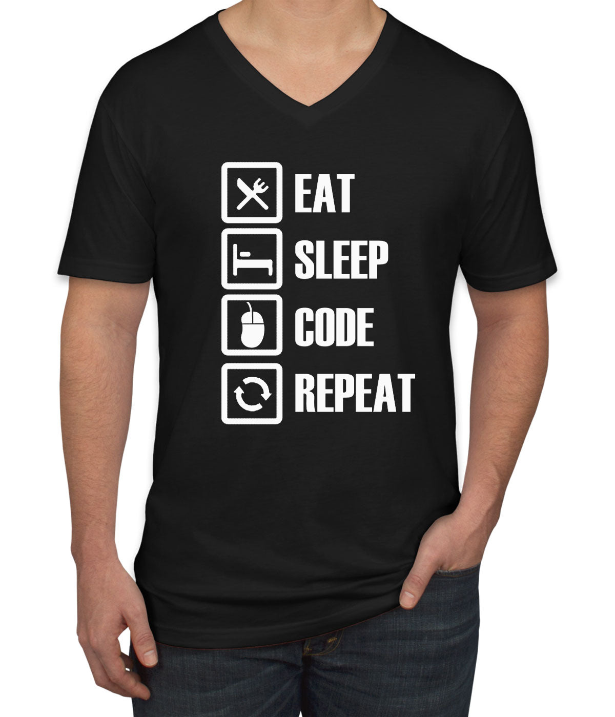 Eat Sleep Code Repeat Coding Men's V Neck T-shirt