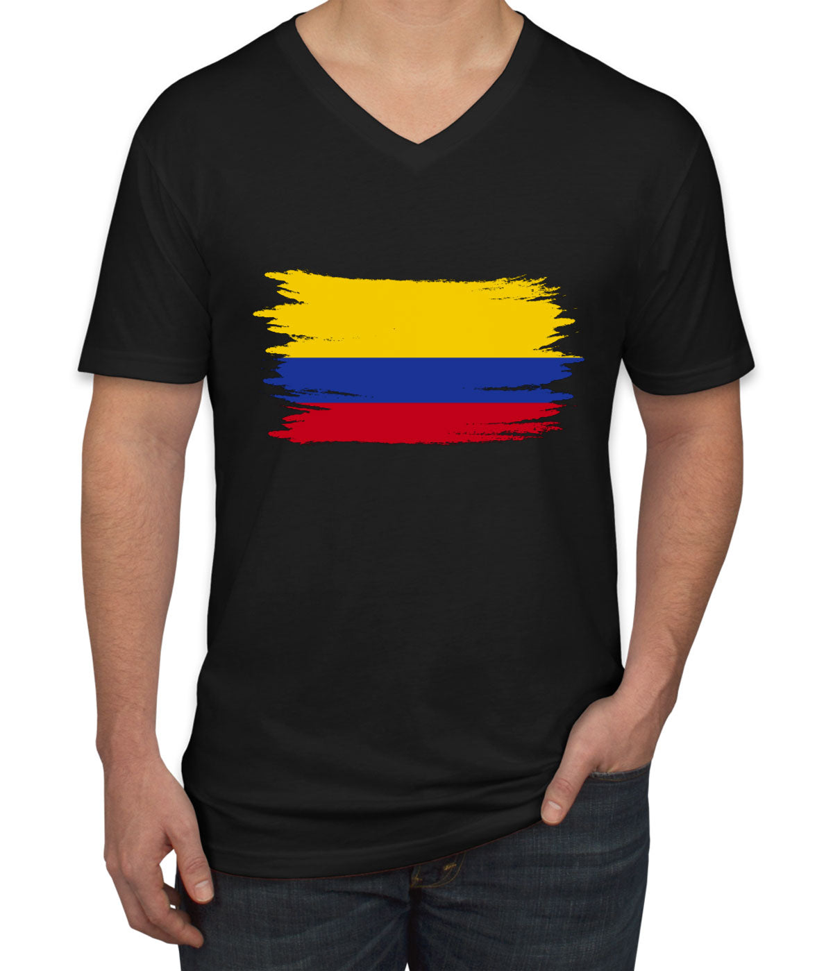 Colombia Flag Men's V Neck T-shirt