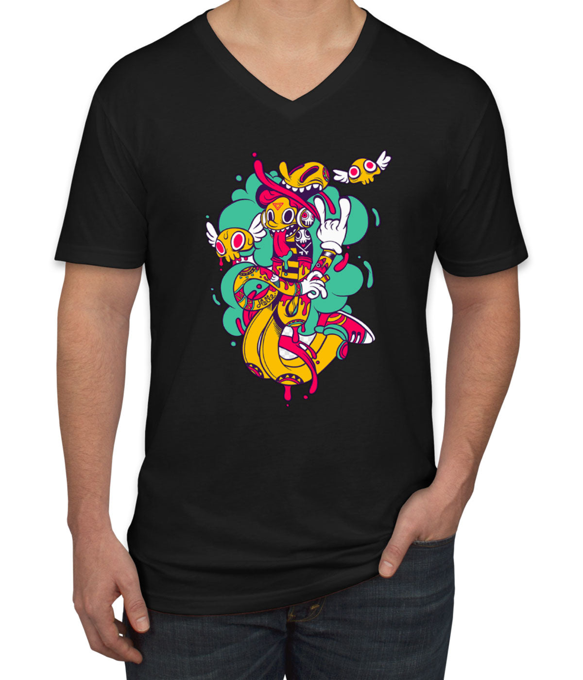 Graffiti Design Men's V Neck T-shirt