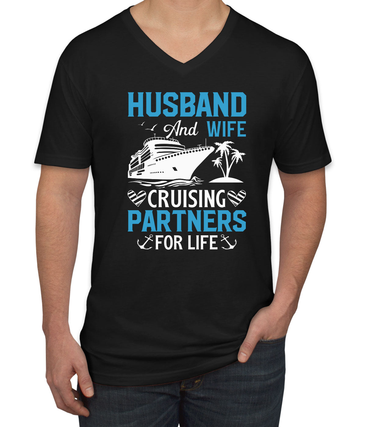 Husband And Wife Cruising Partners For Life Men's V Neck T-shirt