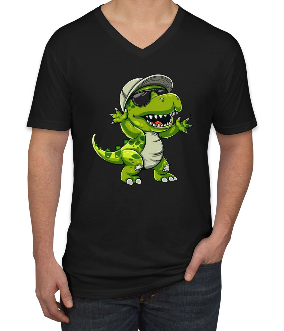 Dabbing Dinosaur Men's V Neck T-shirt