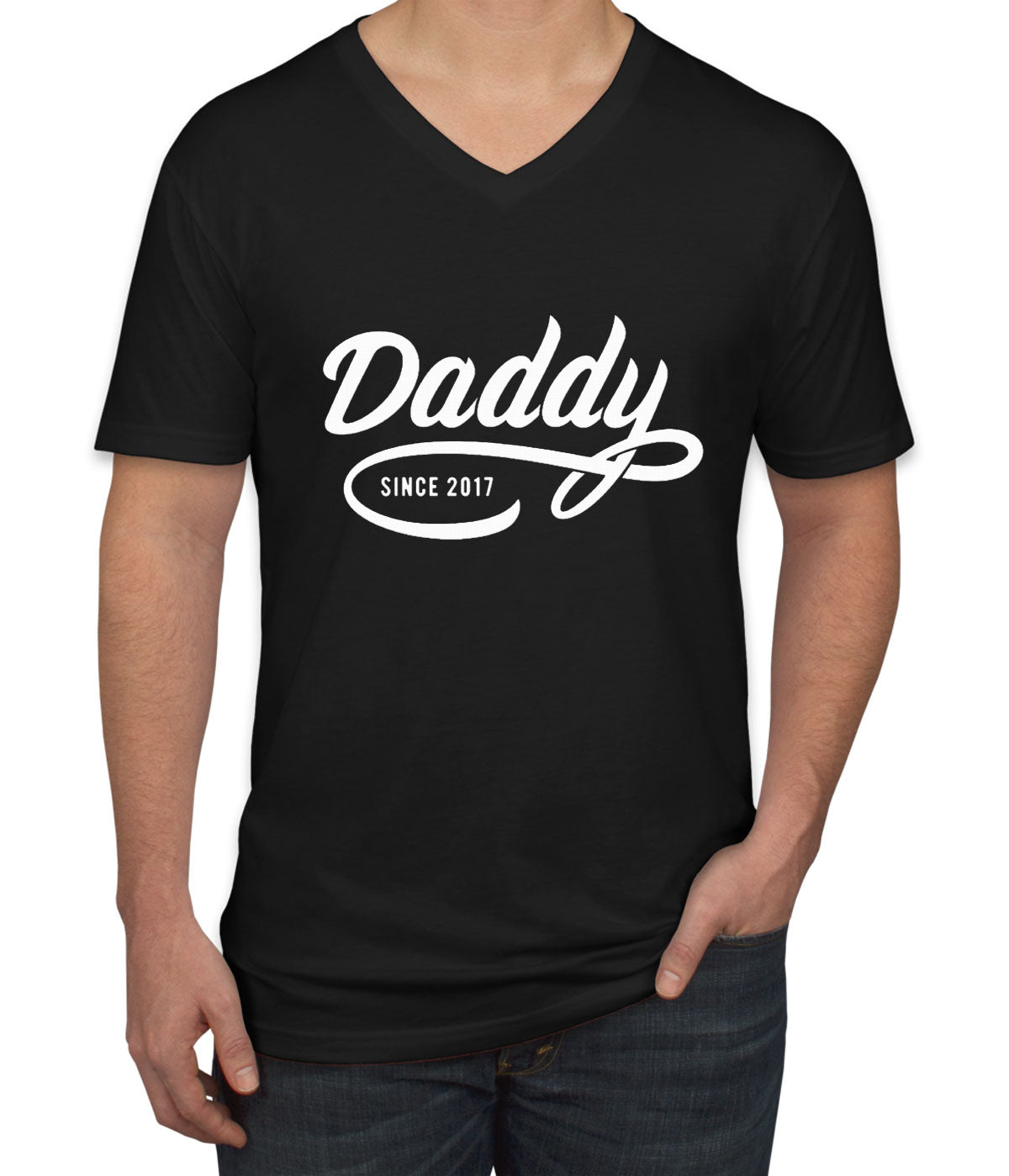 Daddy Since [Custom Year] Personalized Father's Day Men's V Neck T-shirt