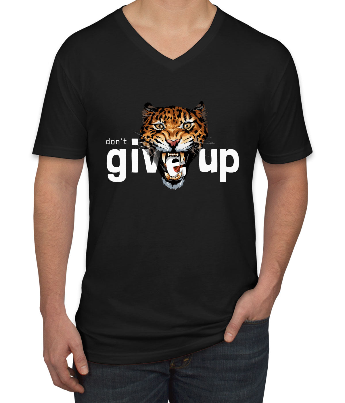 Don't Give Up Men's V Neck T-shirt