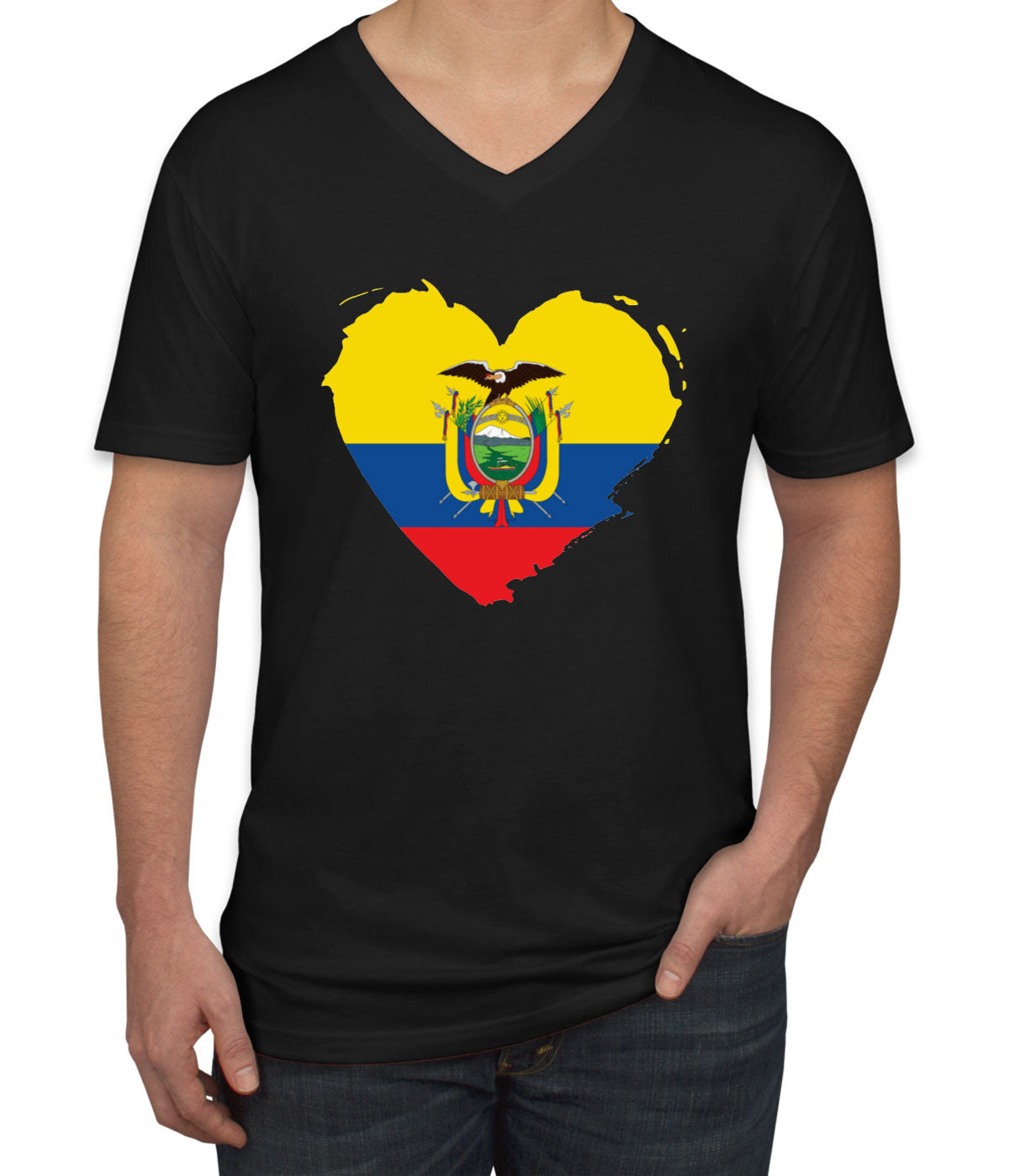 Ecuador Flag Men's V Neck T-shirt