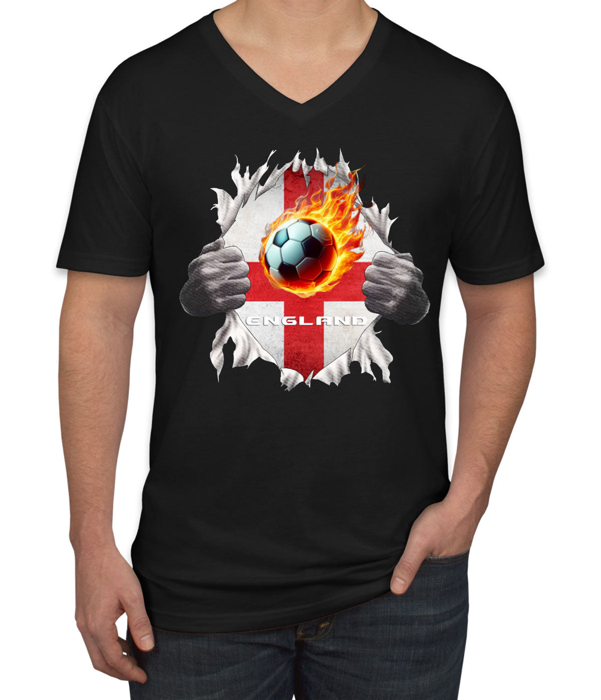 England Euro Cup Soccer Football Men's V Neck T-shirt