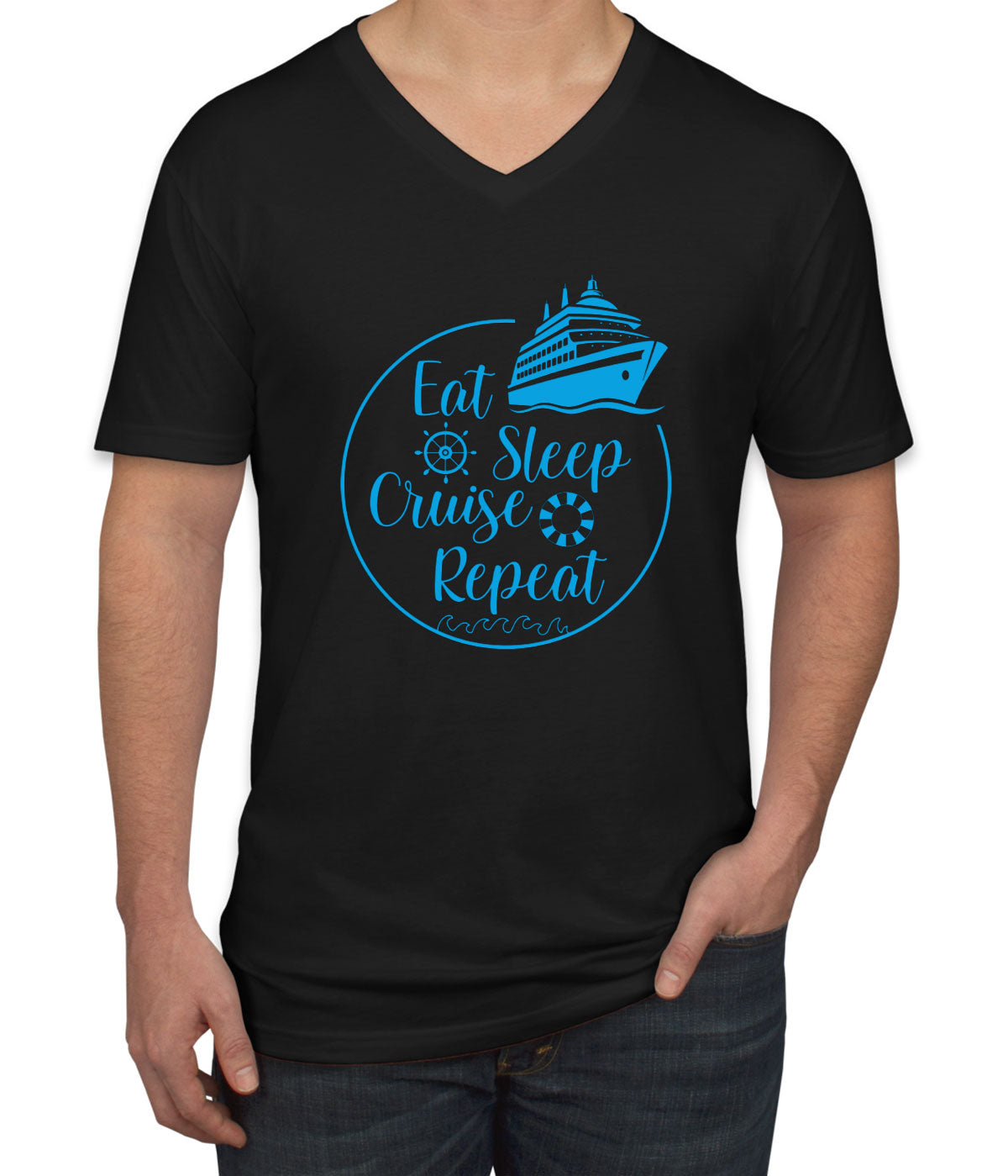 Eat Sleep Cruise Repeat Men's V Neck T-shirt