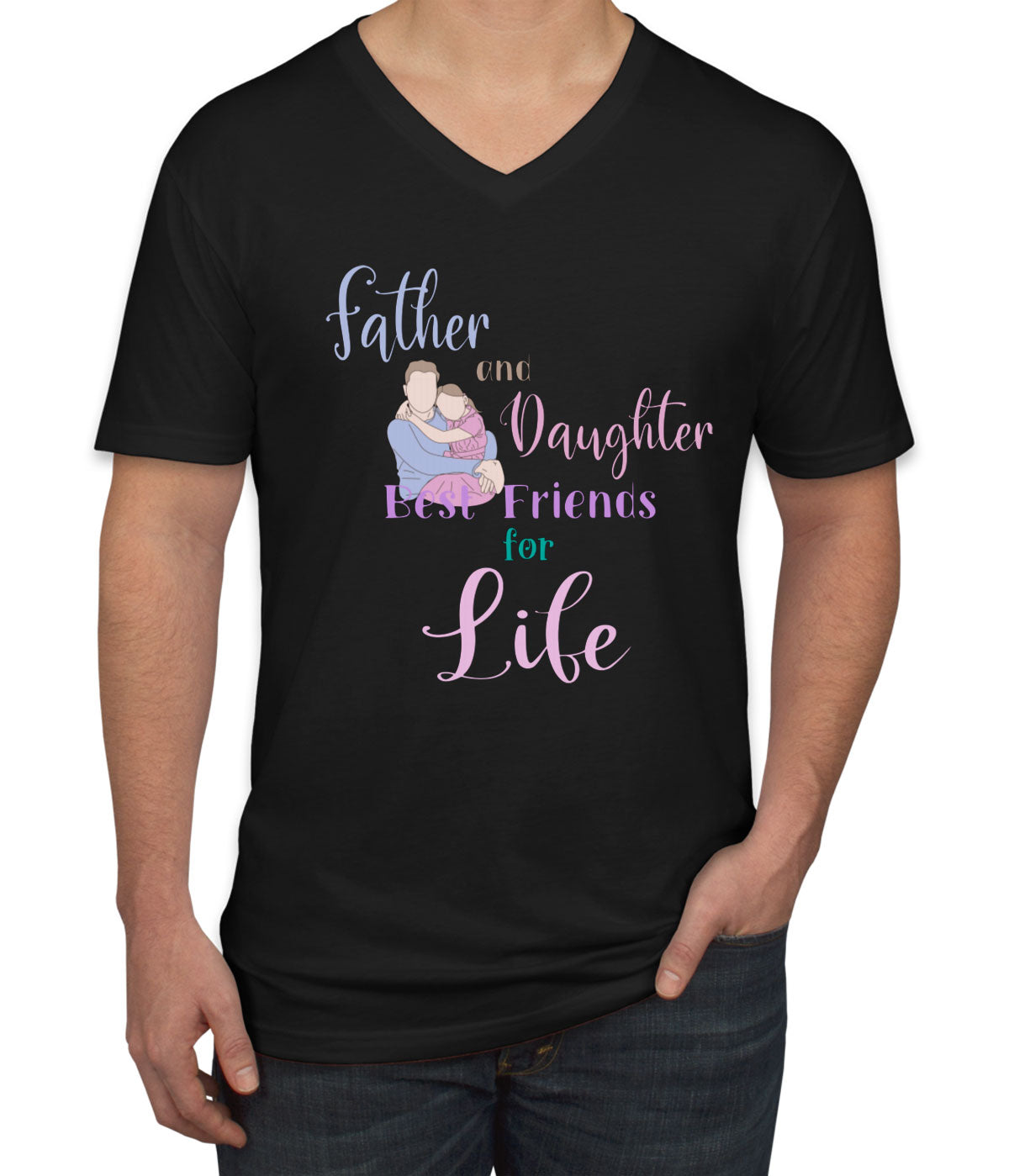 Father And Daughter Father's Day Men's V Neck T-shirt