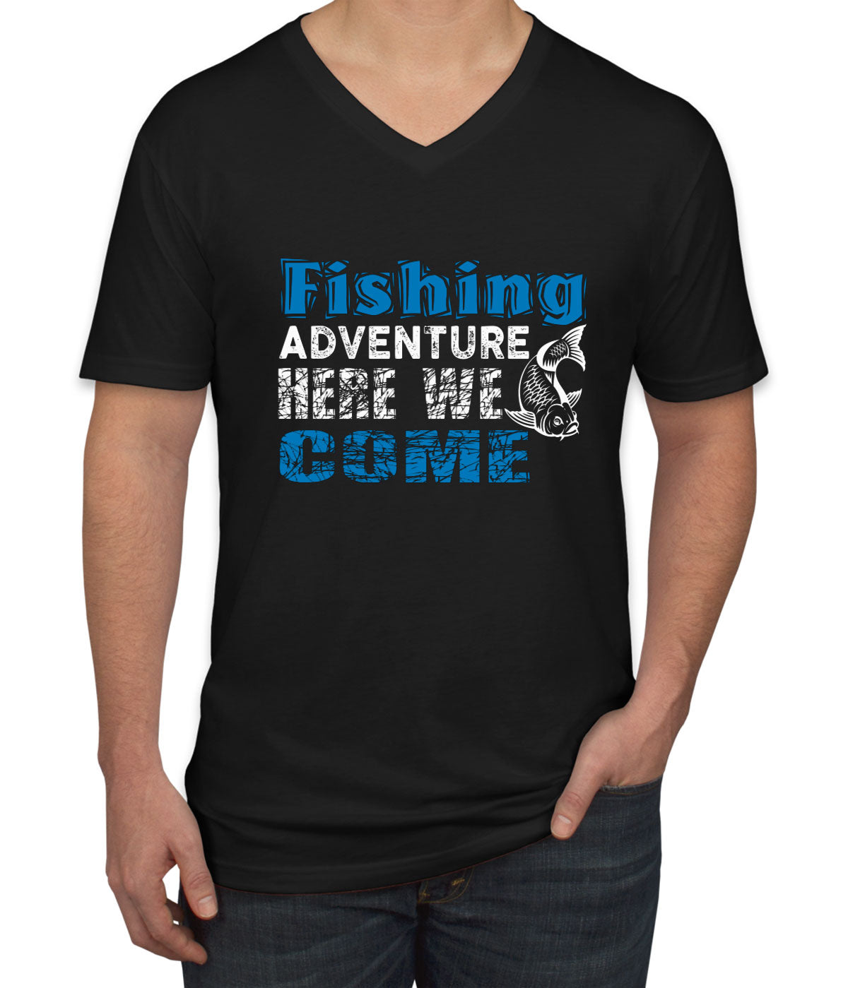 Fishing Adventure Here We Come Men's V Neck T-shirt